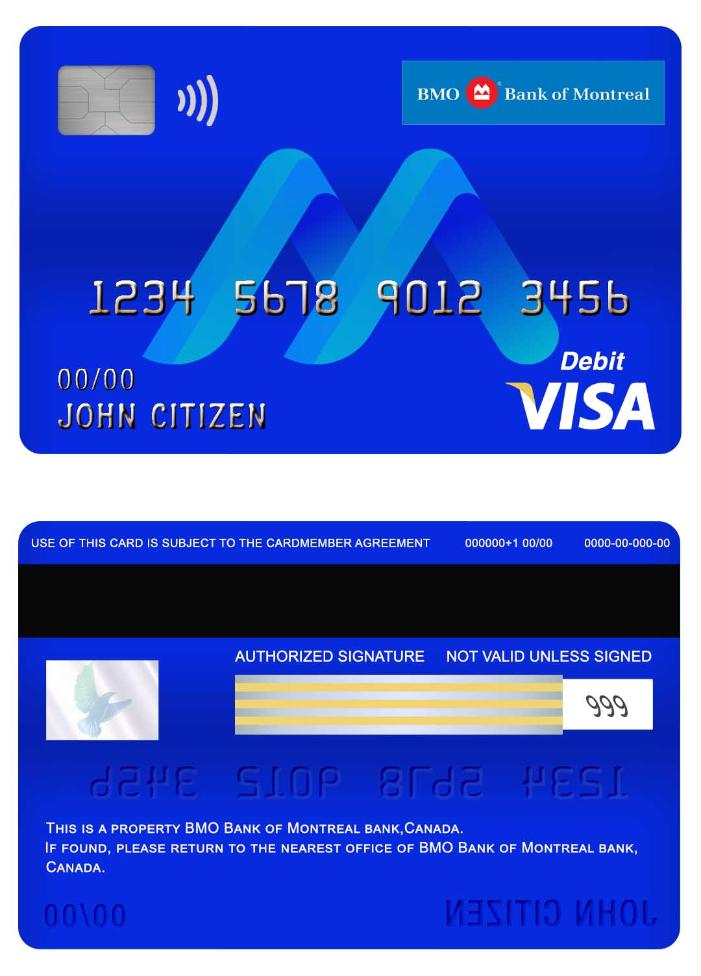 Canada BMO Bank of Montreal bank visa debit card